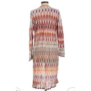 Chico's 2 Aztec open front lightweight duster cardigan‎ sweater Lg Boho Western